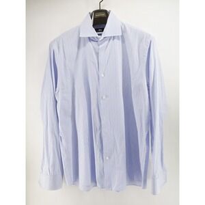Hugo Boss Shirt Mens 16 34/35 Blue Stripe Long Sleeve Button‎ Up Regular Fit